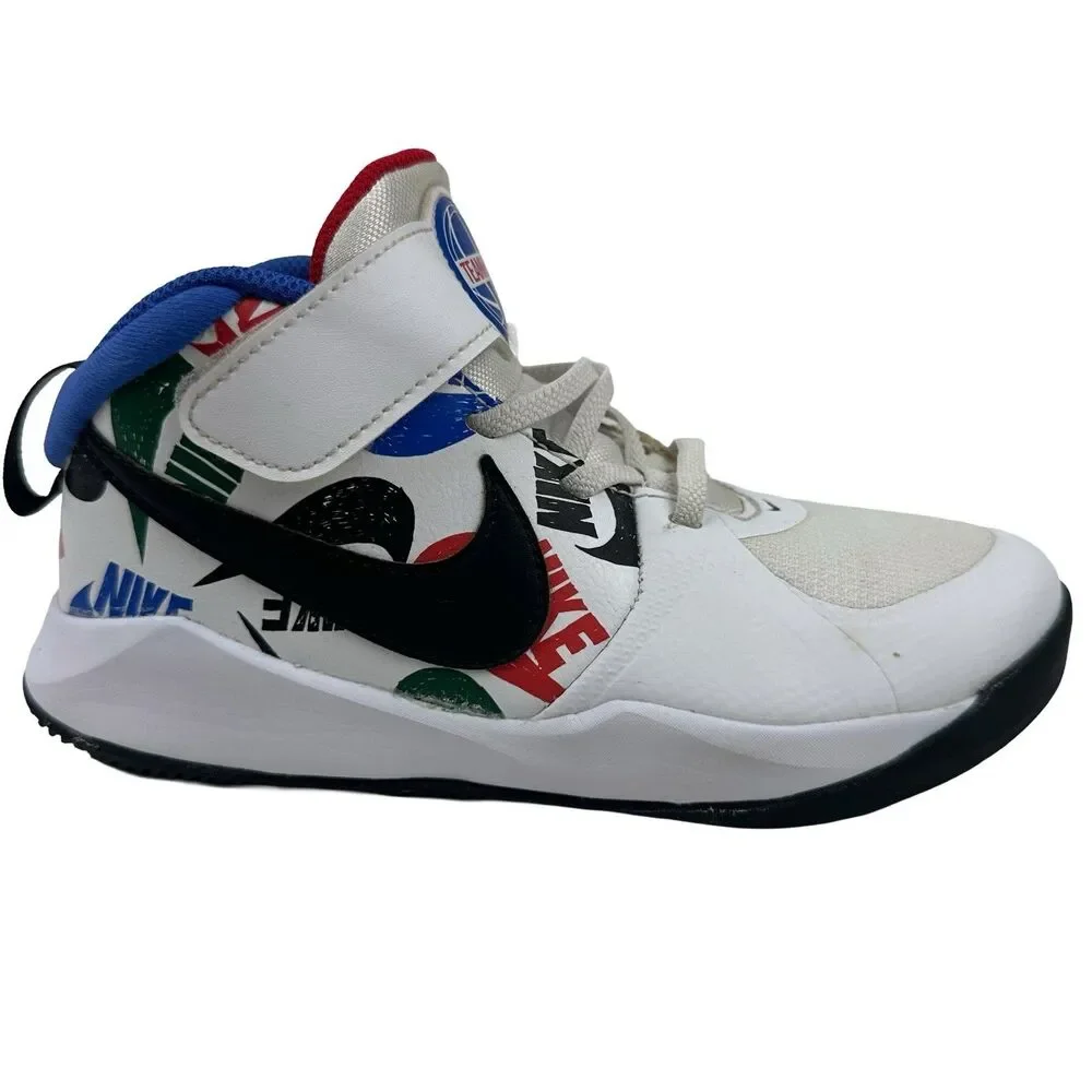 Nike Team Hustle Basketball Shoes Size US 2.5Y Red White Blue CW5816-100